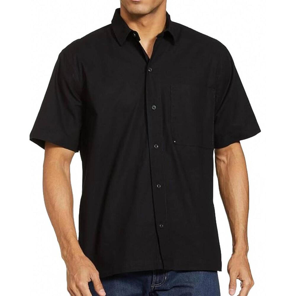 NEW F/X FUSION short sleeve button up shirt in black